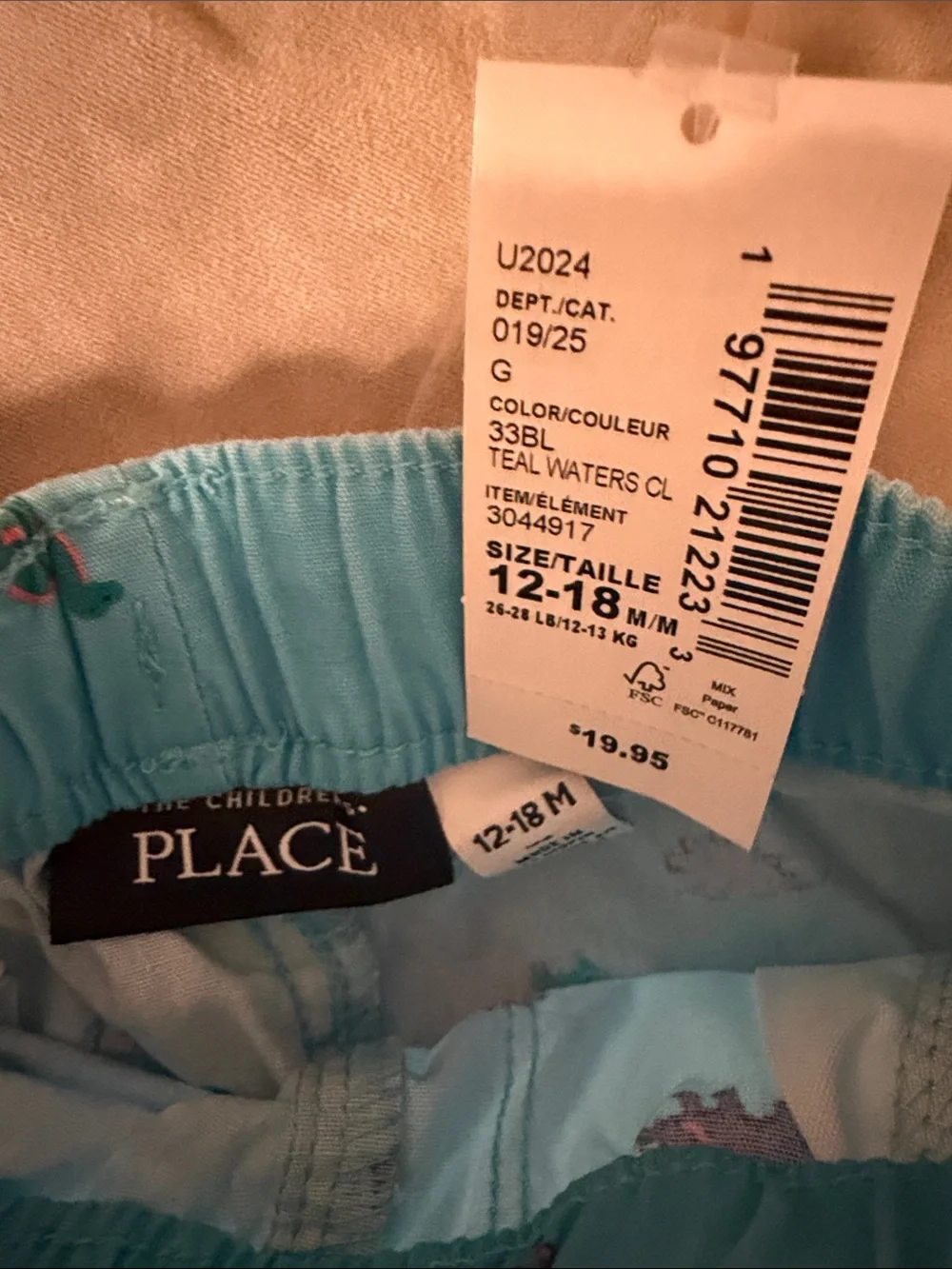 The Children's Place Light Blue Dino Swim Shorts